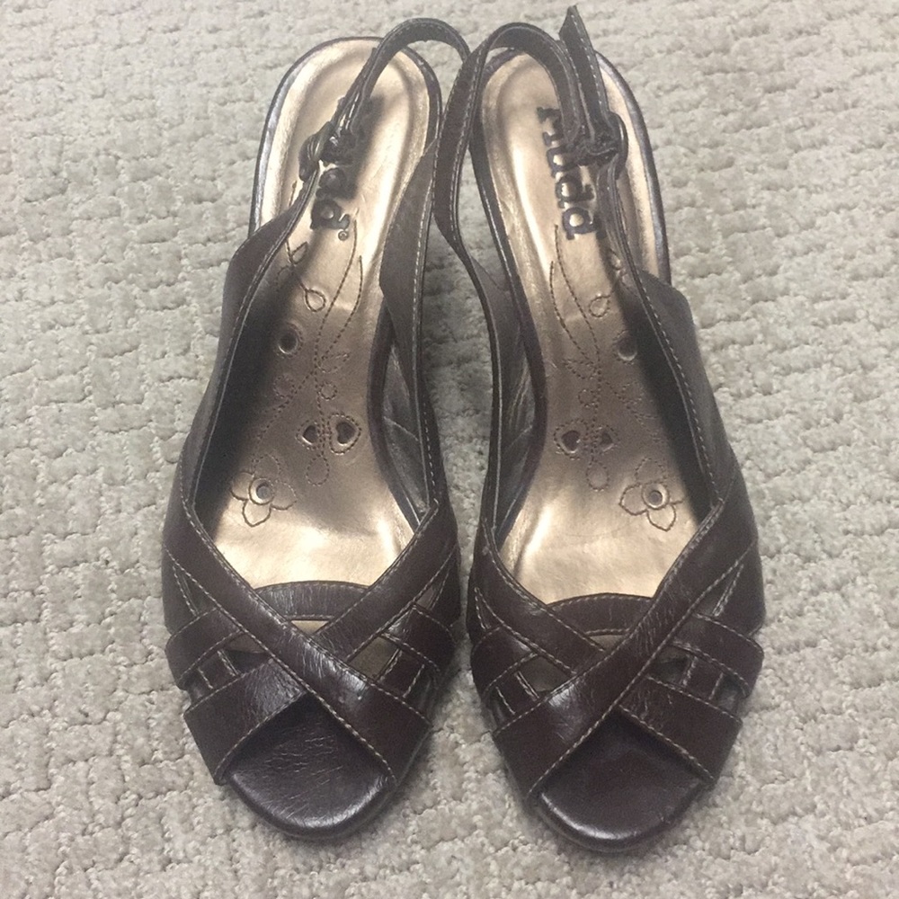 Mudd brown heels peep toe size 7